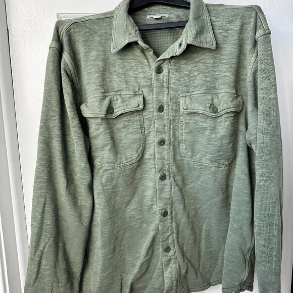 J Crew Knit Goods hybrid button down Size L in Olive Green - Picture 1 of 9